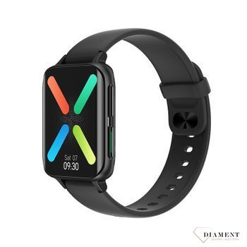 Smartwatch damski Garett BeFit Sport RT czarny cechuje się modnym, nowoczesnym designem. Połączenie prostokątnej, metalowej koperty w kolorze czarnym z gumowym paskiem..jpg